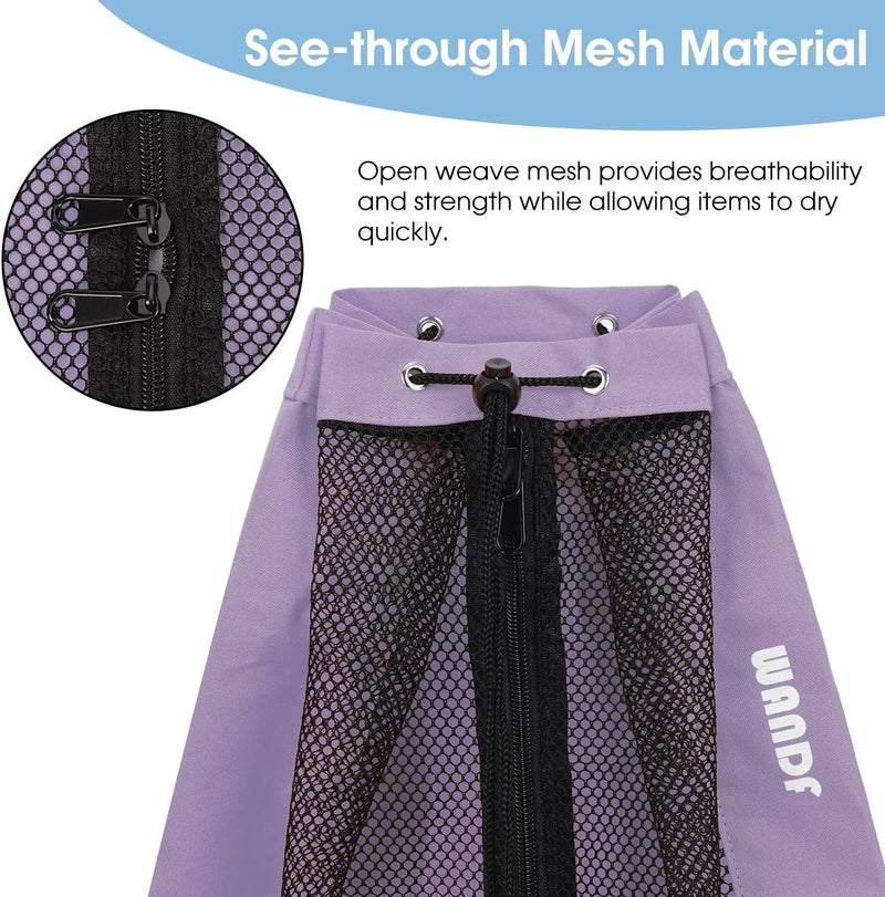 WANDF Swim Bag Mesh Drawstring Backpack Beach Backpack for Swimming, Gym, and Workout Gear - Image 5